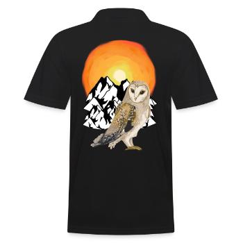 Mountain Owl Nature Wilderness Sunset - Men's Polo Shirt - black - Back - Kai (181cm)