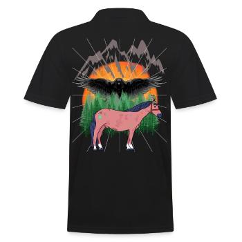 Chamanes Cheval Chevaux - Polo Homme - noir - Dos - Kai (181cm)