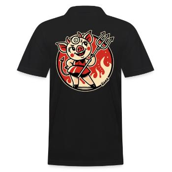 Evil piggy demon from hell - Men's Polo Shirt - black - Back - Kai (181cm)