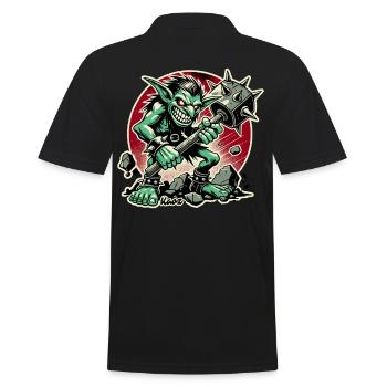 Fieser Goblin mit großem Hammer - Männer Poloshirt - Schwarz - Hinten - Kai (181cm)