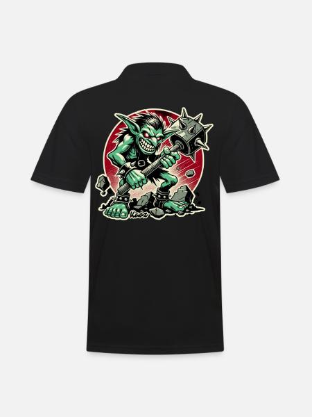 Nasty Goblin with Big Hammer - Men's Polo Shirt - black