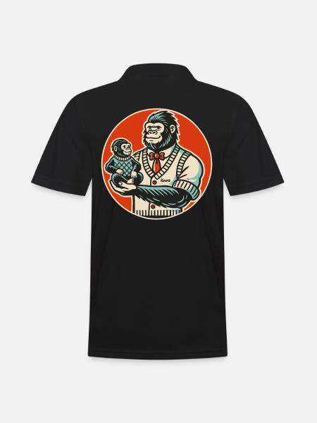 Papa gorille avec bébé - Polo Homme - noir