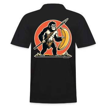 Hunter and gatherer gorilla with banana - Men's Polo Shirt - black - Back - Kai (181cm)