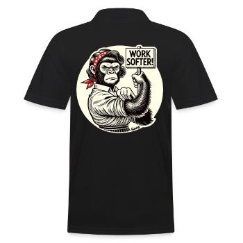 Strong gorilla woman: Work softer - Men's Polo Shirt - black - Back - Kai (181cm)