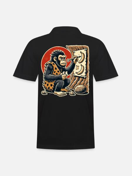 Caveman gorilla painting bananas - Men's Polo Shirt - black