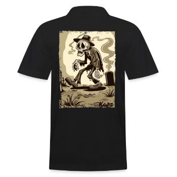 Skeleton Gentleman in the Cemetery - Men's Polo Shirt - black - Back - Kai (181cm)