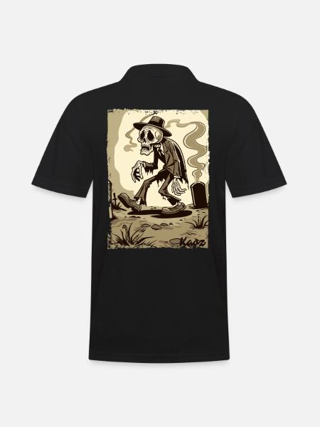 Skeleton Gentleman in the Cemetery - Men's Polo Shirt - black
