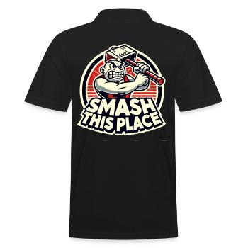 Smash This Place – Angry Hammerman - Men's Polo Shirt - black - Back - Kai (181cm)