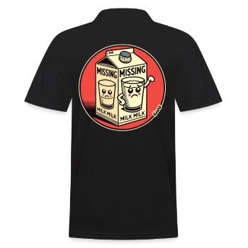Funny Cartoon Design: Missing Milk - Men's Polo Shirt - black - Back - Kai (181cm)