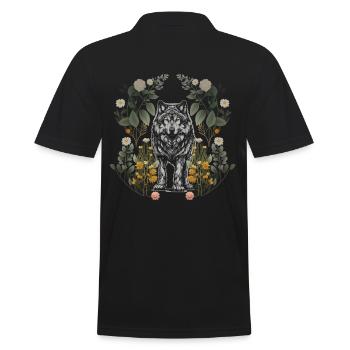 Wolf Wölfe Natur - Männer Poloshirt - Schwarz - Hinten - Kai (181cm)