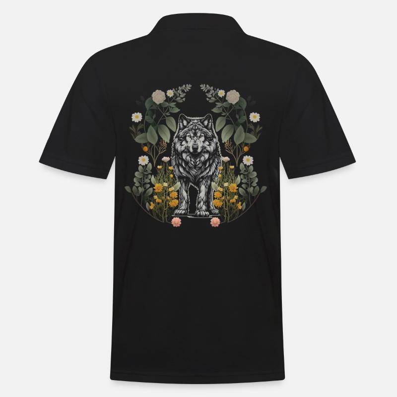 Wolf Wölfe Natur - Männer Poloshirt - Schwarz