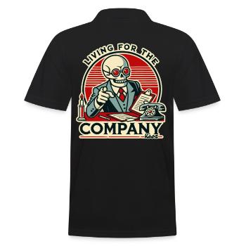 Büro-Leben für die Firma, Arbeiten bis zum Tod - Männer Poloshirt - Schwarz - Hinten - Kai (181cm)