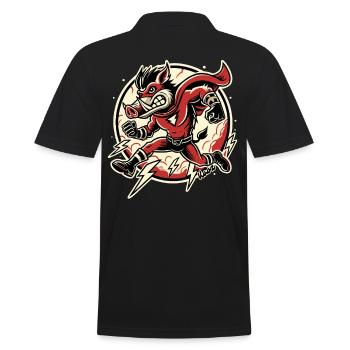 Super Wild Boar – Lightning fast and unstoppable! - Men's Polo Shirt - black - Back - Kai (181cm)