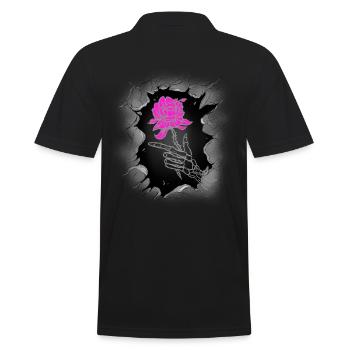 Halloween Fleur Rose Roses Squelette Mort - Polo Homme - noir - Dos - Kai (181cm)