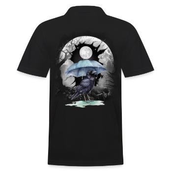 Halloween, oiseau, corbeau, corbeau, corbeau, forêt, lune - Polo Homme - noir - Dos - Kai (181cm)