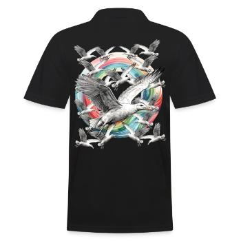 marine arc-en-ciel mouette mouettes côte de la mer ahoy - Polo Homme - noir - Dos - Kai (181cm)