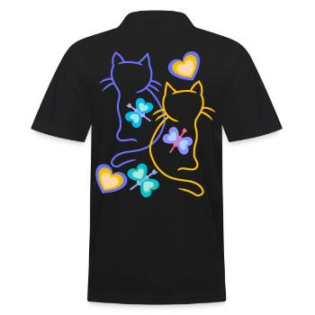 Chats, Chat, Printemps, Papillons, Enfants, Enfant - Polo Homme - noir - Dos - Kai (181cm)