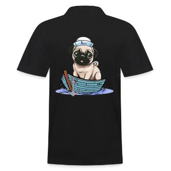 maritime, marin, carlin, chien, marin, bateau - Polo Homme - noir - Dos - Kai (181cm)