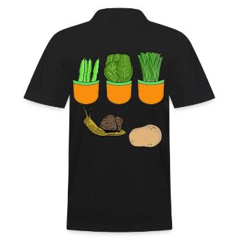 Schnecke Garten Gärtner Gemüse Bohnen Spinat Lauch - Männer Poloshirt - Schwarz - Hinten - Kai (181cm)
