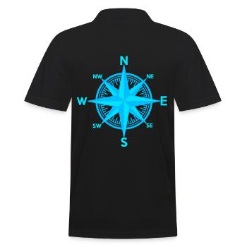 maritim Windrose Kompass Seefahrt Seemann - Männer Poloshirt - Schwarz - Hinten - Kai (181cm)