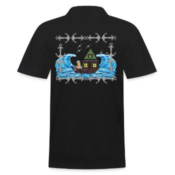 Maritime Peanut Sailor Ship Ships Ahoy Moin - Men's Polo Shirt - black - Back - Kai (181cm)