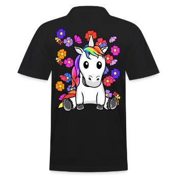 Rétro Licorne Fleurs Été Enfant Enfants Cheval - Polo Homme - noir - Dos - Kai (181cm)