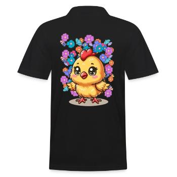 Spring Chick Child Kids Retro 80s Vintage - Men's Polo Shirt - black - Back - Kai (181cm)