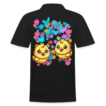 Happy Easter Flowers Chick Child Kids Baby Flower - Men's Polo Shirt - black - Back - Kai (181cm)