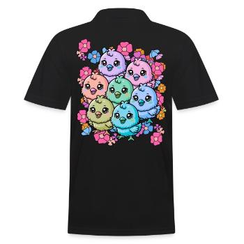 80s 90s Happy Easter Chick Child Kids Baby - Men's Polo Shirt - black - Back - Kai (181cm)