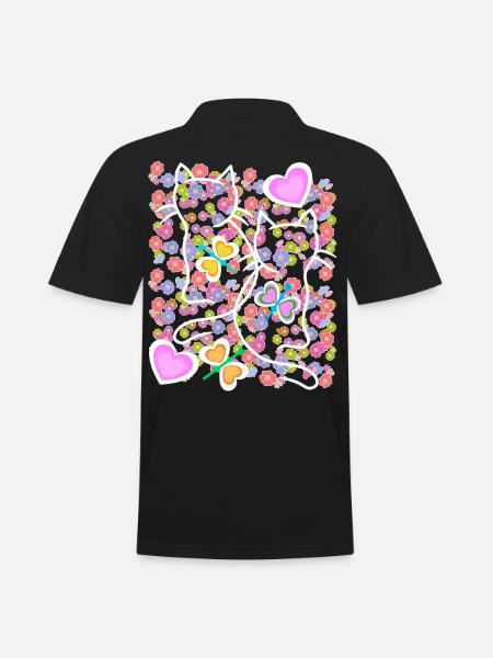 Spring Summer Cats Cat Butterflies - Men's Polo Shirt - black