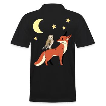 Eule Fuchs Guten Nacht Kinder Kind Baby - Männer Poloshirt - Schwarz - Hinten - Kai (181cm)