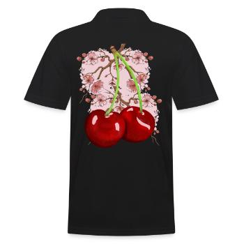 Japan Kish Blossom Cherries Cherry Fruit Fruit - Men's Polo Shirt - black - Back - Kai (181cm)
