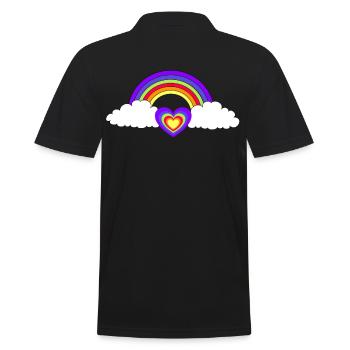 Regenbogen Herz Herzen Liebe Valentin - Männer Poloshirt - Schwarz - Hinten - Kai (181cm)