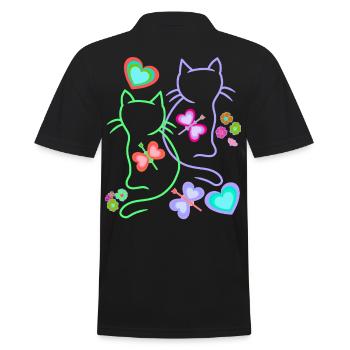 Cats, Cat, Easter, Spring, Retro, 80s, 90s, Child - Men's Polo Shirt - black - Back - Kai (181cm)