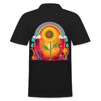 Sonnenblume Sonnenblumen Sonnenuntergang Natur - Männer Poloshirt - Schwarz - Hinten - Kai (181cm)