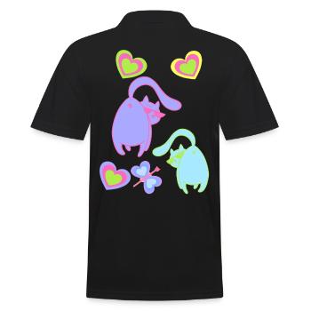 Retro Cats Cat 80s 90s Vintage Kitten Child - Men's Polo Shirt - black - Back - Kai (181cm)