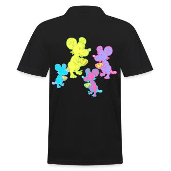 Retro Mäuse Maus 80er 90er Vintage Kinder Kind - Männer Poloshirt - Schwarz - Hinten - Kai (181cm)