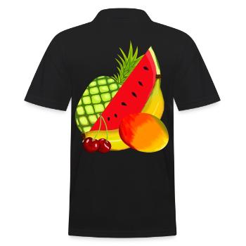Fruits, melon, ananas, mangue, cerise, banane - Polo Homme - noir - Dos - Kai (181cm)