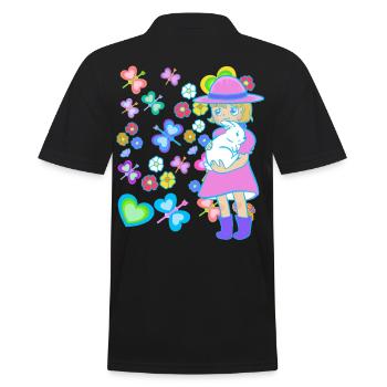 Easter Kids Child Bunny Rabbit Easter Bunny - Men's Polo Shirt - black - Back - Kai (181cm)