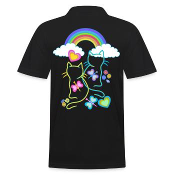 Rainbow Spring Summer Cats Cat Kids - Men's Polo Shirt - black - Back - Kai (181cm)