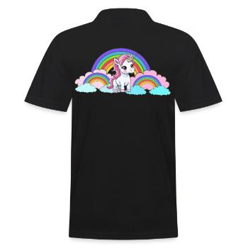 Regenbogen Einhorn Einhörner Pferd Pferde Kinder - Männer Poloshirt - Schwarz - Hinten - Kai (181cm)