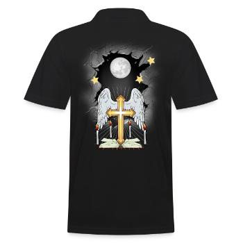 Church Cross Crosses Crucifix - Men's Polo Shirt - black - Back - Kai (181cm)