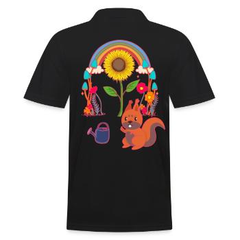 Eichhörnchen Kind Kinder - Männer Poloshirt - Schwarz - Hinten - Kai (181cm)