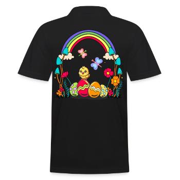 Easter Chick Kids Child Easter Eggs - Men's Polo Shirt - black - Back - Kai (181cm)