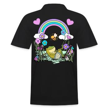 Frosch Frösche Kinder Kind - Männer Poloshirt - Schwarz - Hinten - Kai (181cm)