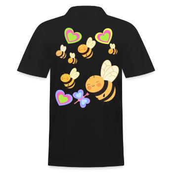 Biene Bienen Hummel Kinder Kind - Männer Poloshirt - Schwarz - Hinten - Kai (181cm)