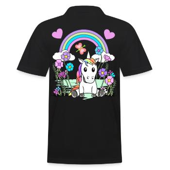 Einhorn Kind Kinder Pferd - Männer Poloshirt - Schwarz - Hinten - Kai (181cm)