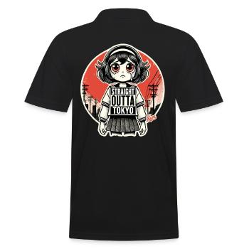 Japanisches Cartoon-Mädchen direkt aus Tokio - Männer Poloshirt - Schwarz - Hinten - Kai (181cm)