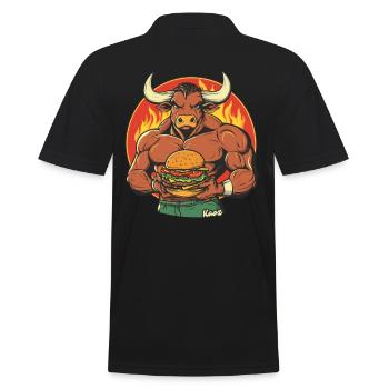 Muscle Bull avec burger – BBQ Power - Polo Homme - noir - Dos - Kai (181cm)
