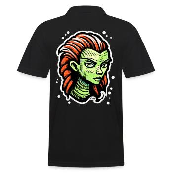 Green Alien Woman – Sci-Fi Tattoo Style - Men's Polo Shirt - black - Back - Kai (181cm)